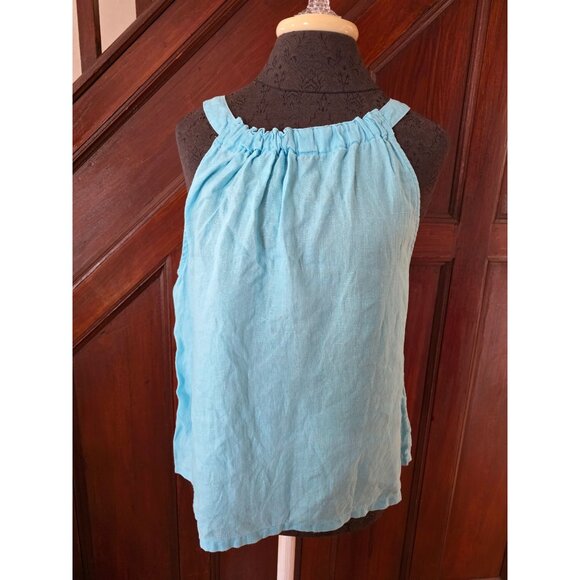 C&C California Womens 100% Linen Sleeveless Top In Aqua Size Medium - Picture 1 of 8